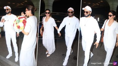 Parents-to-Be Deepika Padukone and Ranveer Singh Make First Public Appearance Post Announcing Pregnancy; Couple Twins in White Outfits (See Pics)